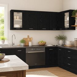 Transform Your Kitchen with This Black Oak Cabinet 80x31x60cm