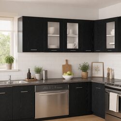 Friendly Storage Solution: Black Oak Hanging Cabinet