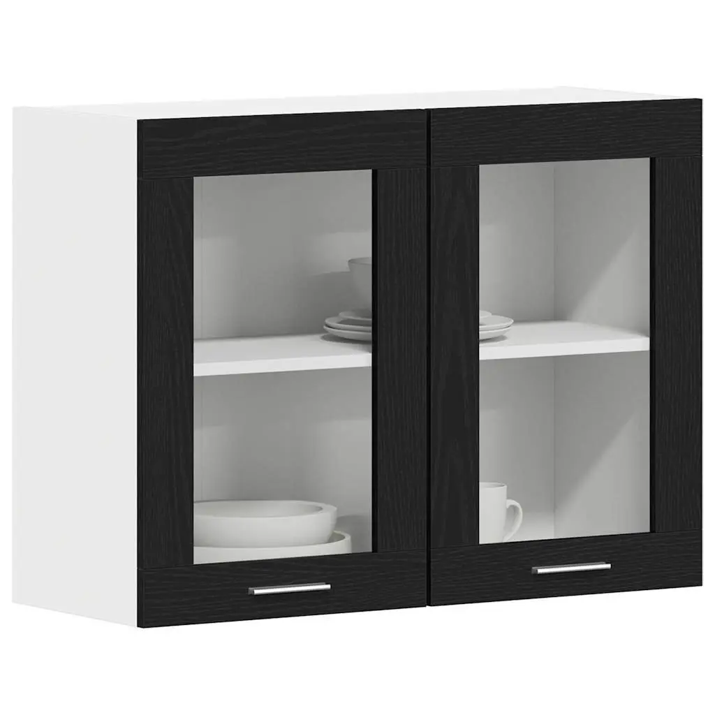 Hanging Kitchen Cabinet Black Oak Modern Storage Engineered Wood 80x31x60cm