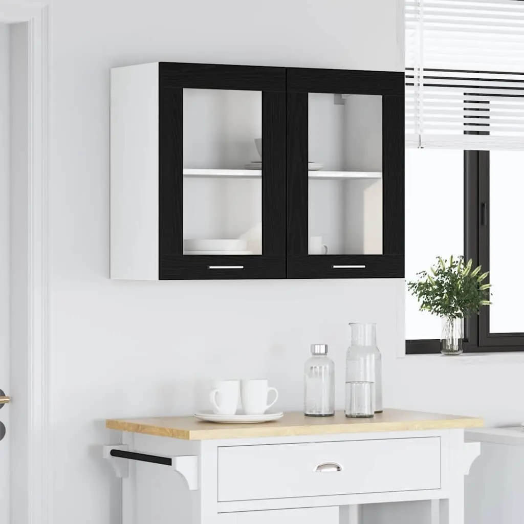 Hanging Kitchen Cabinet Black Oak Modern Storage Engineered Wood 80x31x60cm