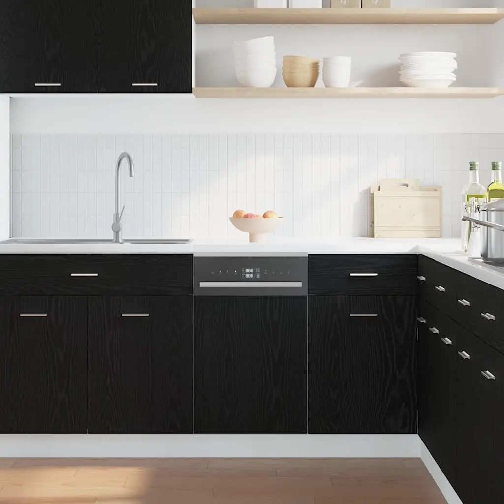 Dishwasher Panel Black Oak Engineered Wood 45x1.5x67cm