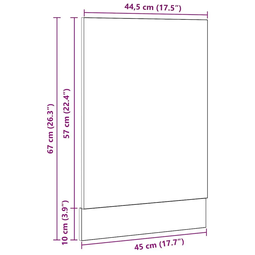 Dishwasher Panel Black Oak Engineered Wood 45x1.5x67cm