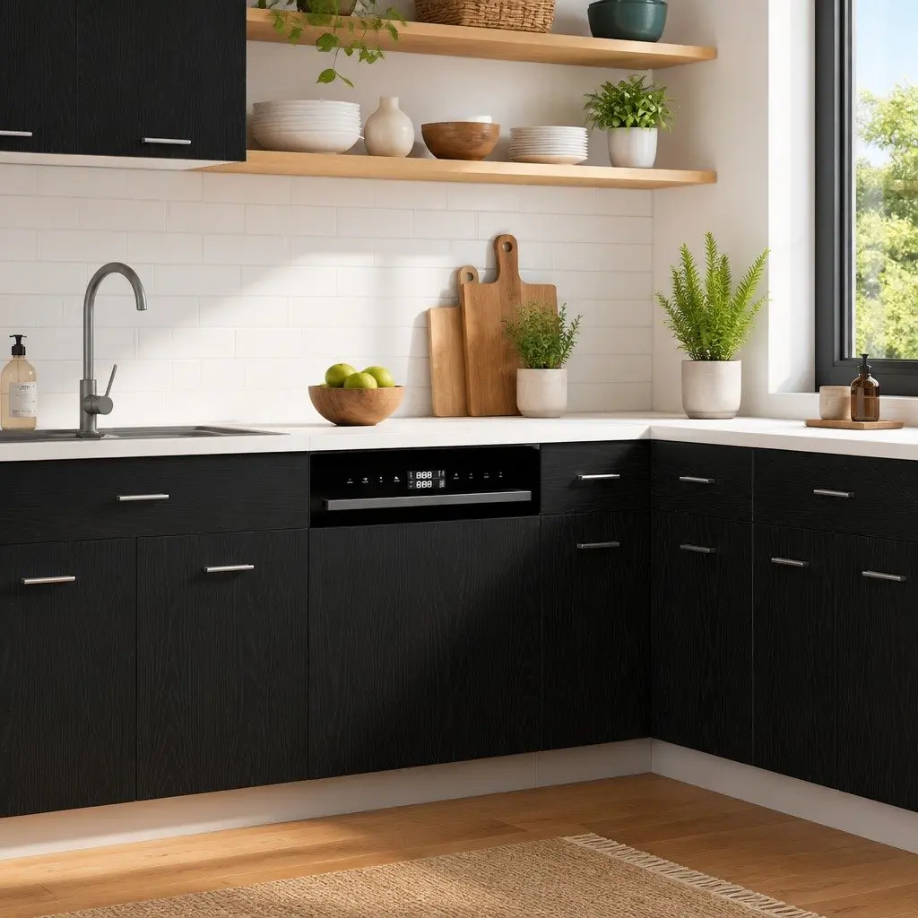 60cm Black Oak Dishwasher Panel