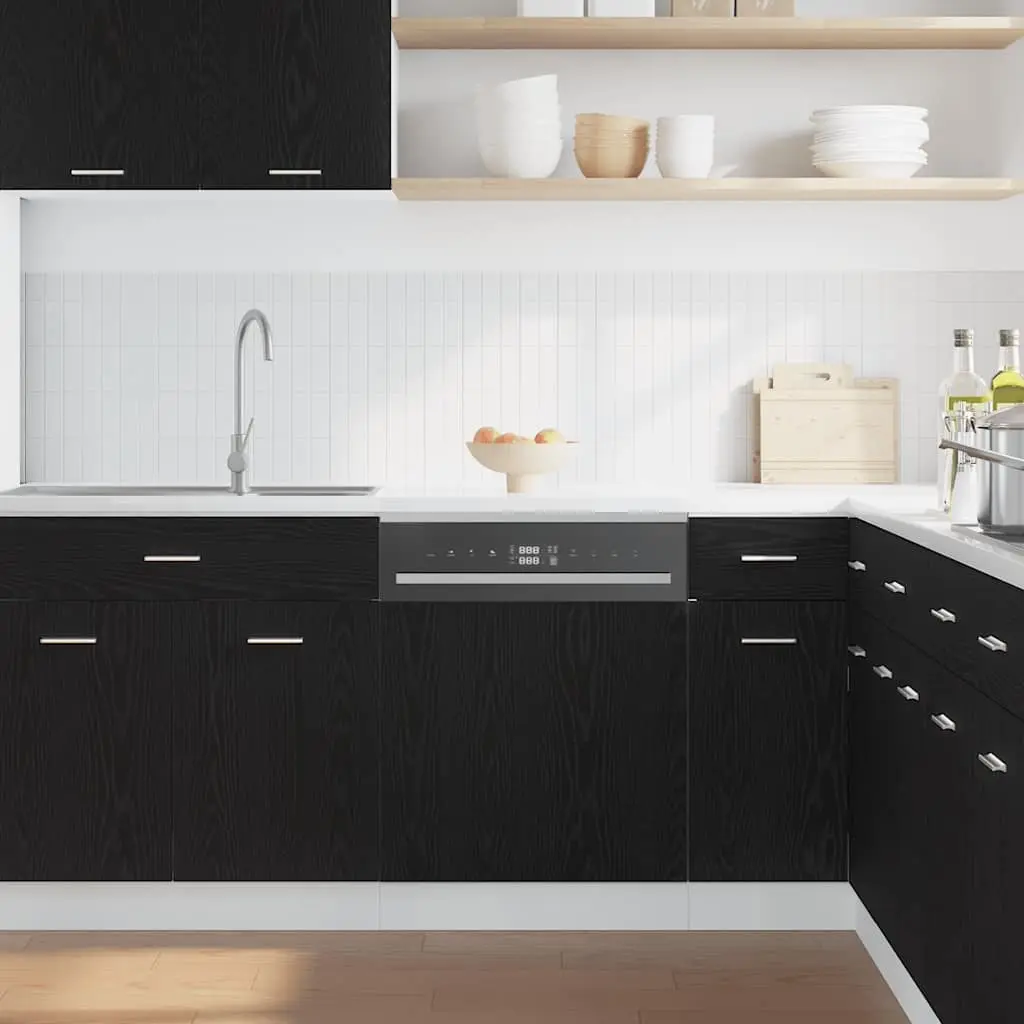 60cm Black Oak Dishwasher Panel