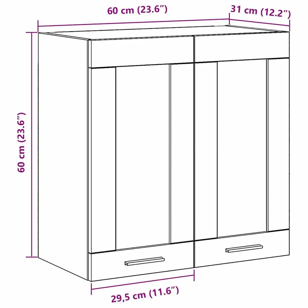 Hanging Kitchen Cabinet Black Oak Engineered Wood 60x31x60cm Storage Organiser