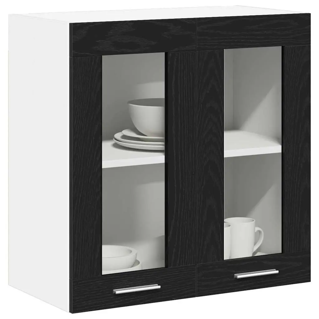 Hanging Kitchen Cabinet Black Oak Engineered Wood 60x31x60cm Storage Organiser