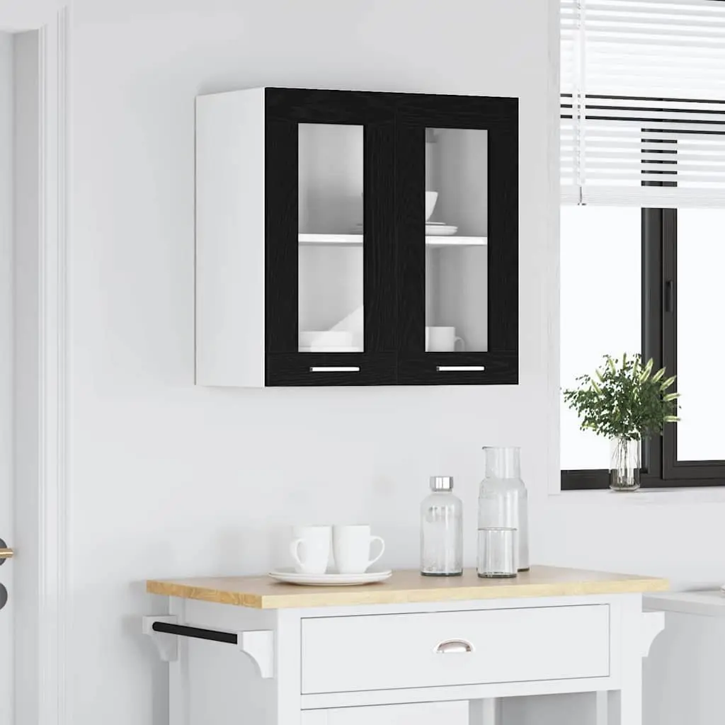 Hanging Kitchen Cabinet Black Oak Engineered Wood 60x31x60cm Storage Organiser