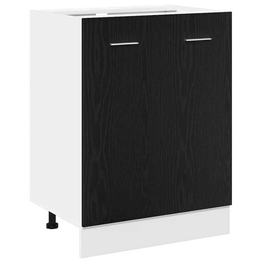 Bottom Kitchen Cabinet Black Oak Engineered Wood Storage Cupboard 60x46x81.5cm