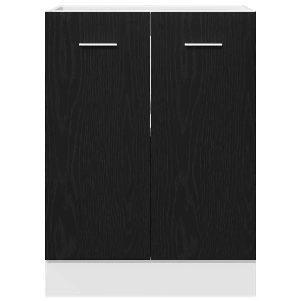 Bottom Kitchen Cabinet Black Oak Engineered Wood Storage Cupboard 60x46x81.5cm