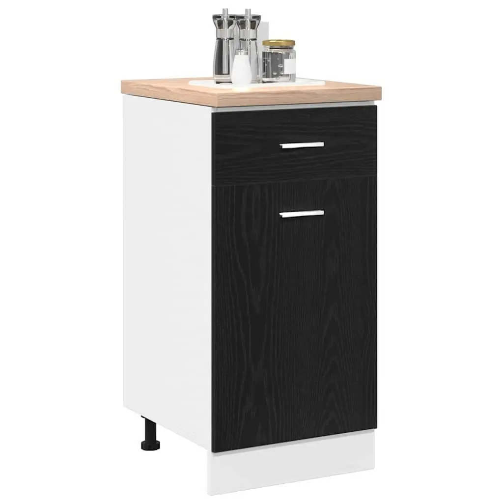 Hanging Kitchen Cabinet Modern Black Oak Engineered Wood 40x46x81.5cm