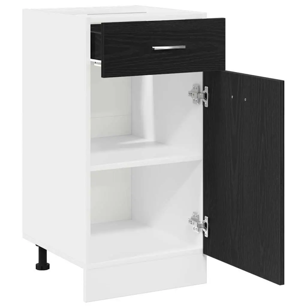 Hanging Kitchen Cabinet Modern Black Oak Engineered Wood 40x46x81.5cm