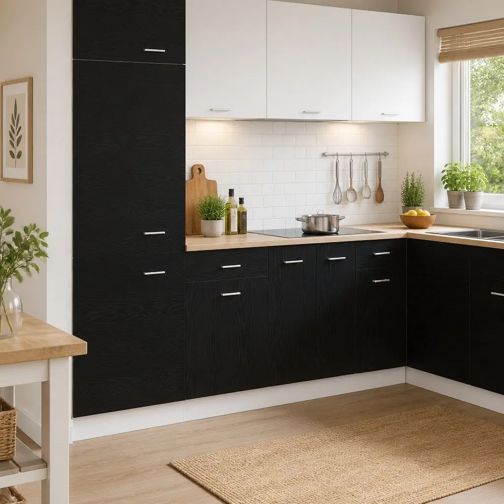 Black Oak Kitchen Cabinet for Storage