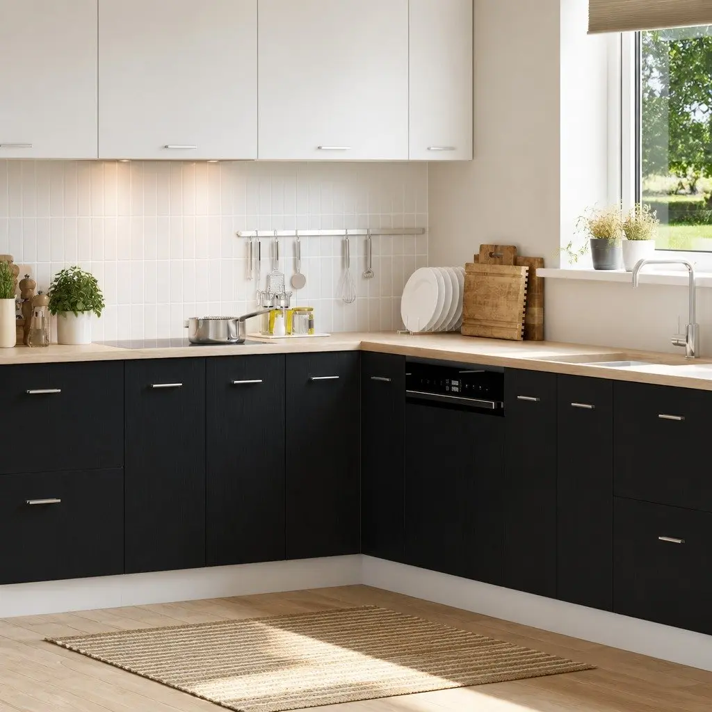 Storage Hanging Kitchen Cabinet Black Oak 75.5 x 75.5 x 80.5cm