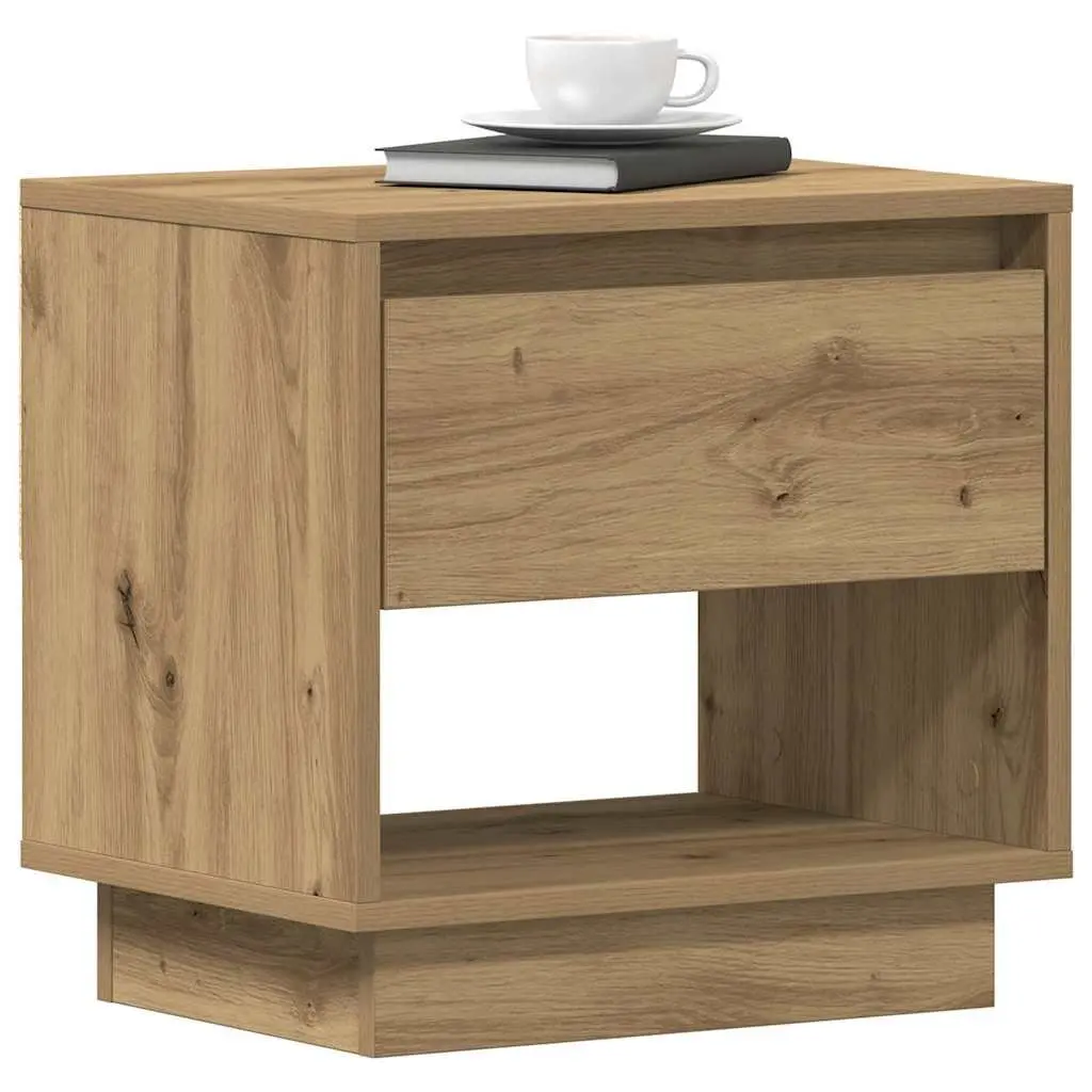 Bedside Table Rustic Engineered Wood Brown 2 Piece Nightstand Storage