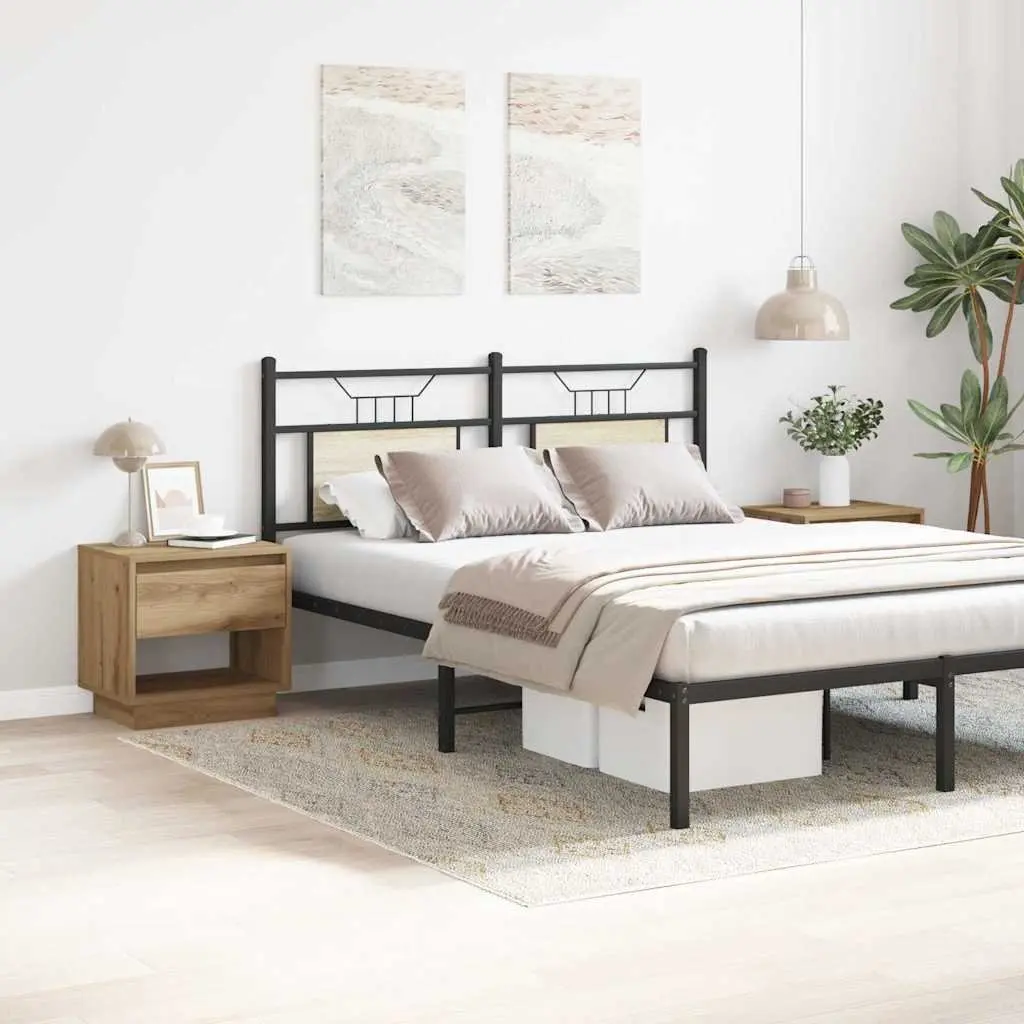 Bedside Table Rustic Engineered Wood Brown 2 Piece Nightstand Storage