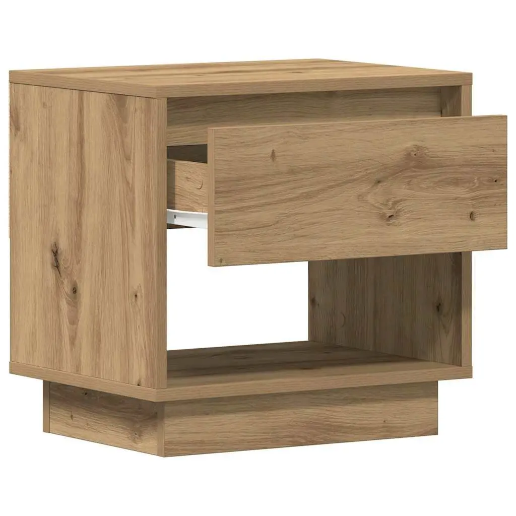Bedside Table Rustic Engineered Wood Brown 2 Piece Nightstand Storage