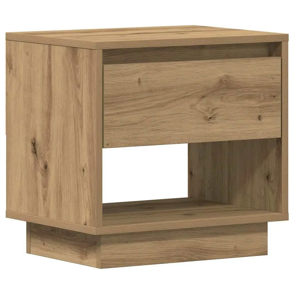 Bedside Table Rustic Engineered Wood Brown 2 Piece Nightstand Storage