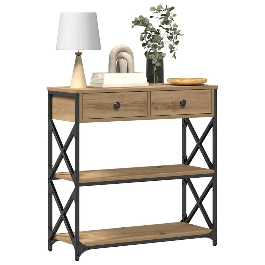 Rustic Wooden End Table Storage Accent Side Table 75 x 28 x 75 cm