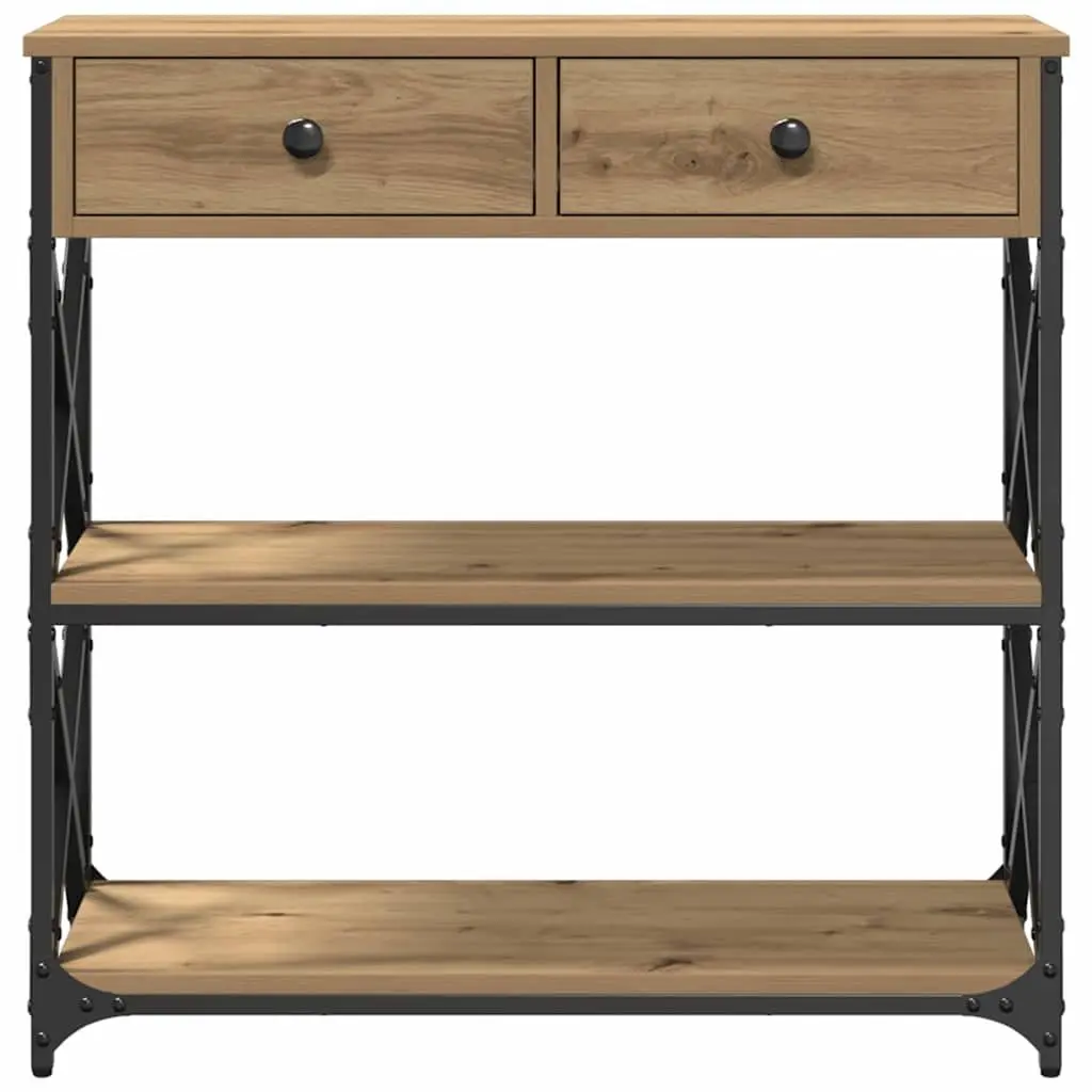 Rustic Wooden End Table Storage Accent Side Table 75 x 28 x 75 cm