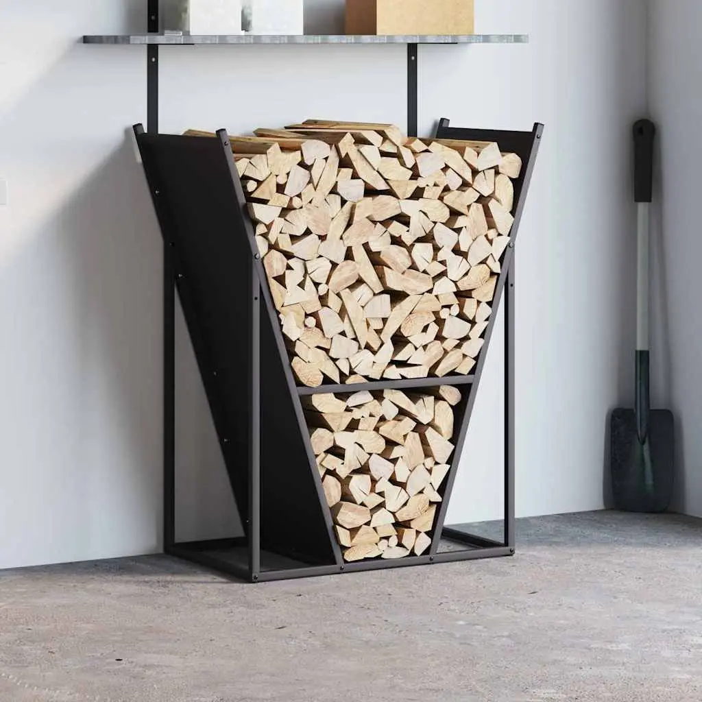 Firewood Rack Black Large Capacity Cold-rolled Steel