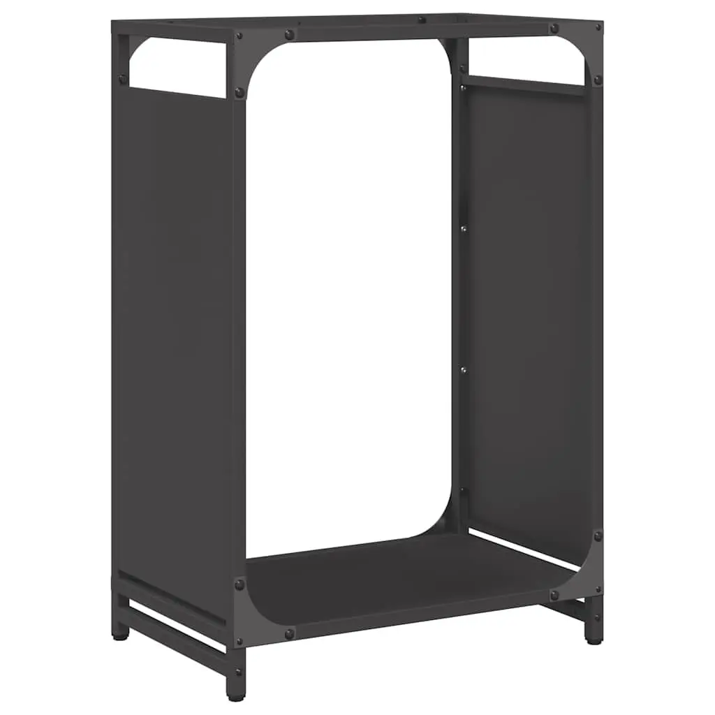 Firewood Rack Black Steel Frame Indoor Outdoor Log Storage Holder 44 x 28 x 65 cm