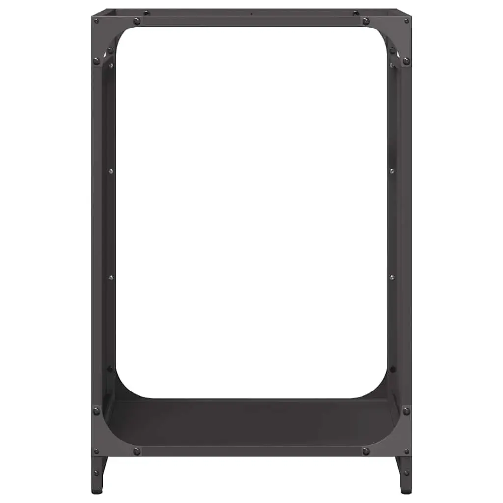 Firewood Rack Black Steel Frame Indoor Outdoor Log Storage Holder 44 x 28 x 65 cm