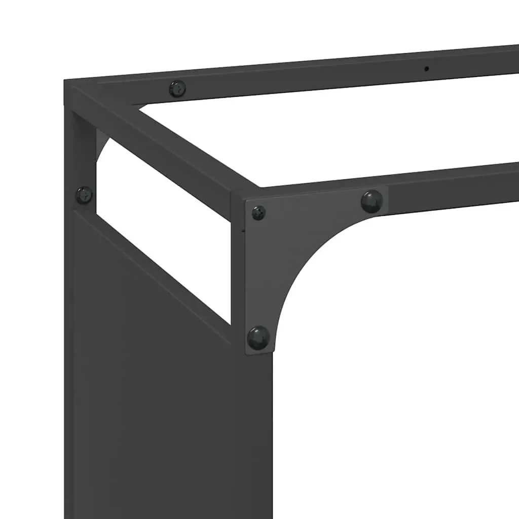 Firewood Rack Black Steel Frame Indoor Outdoor Log Storage Holder 44 x 28 x 65 cm
