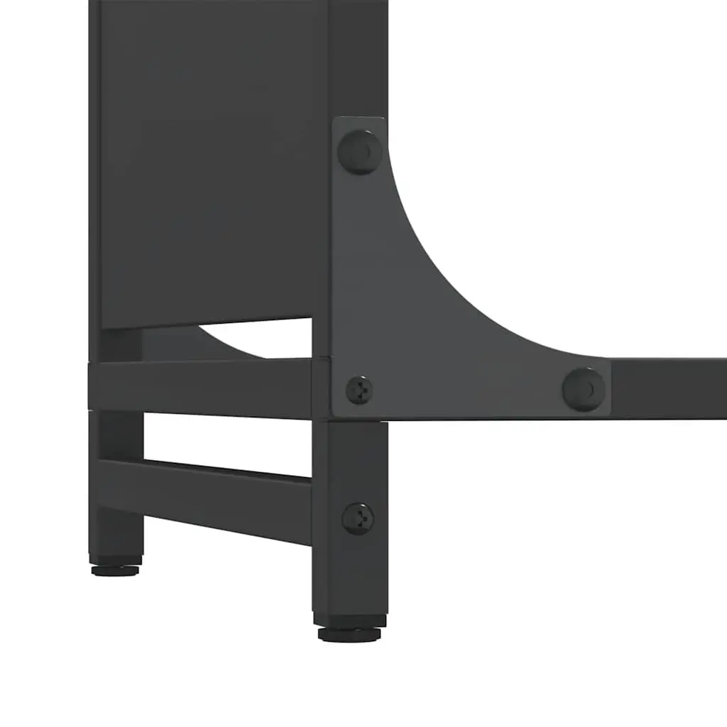 Firewood Rack Black Steel Frame Indoor Outdoor Log Storage Holder 44 x 28 x 65 cm