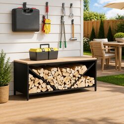 Your New Firewood Rack: Functional and Stylish with Wooden Top 100.5x35.5x40cm