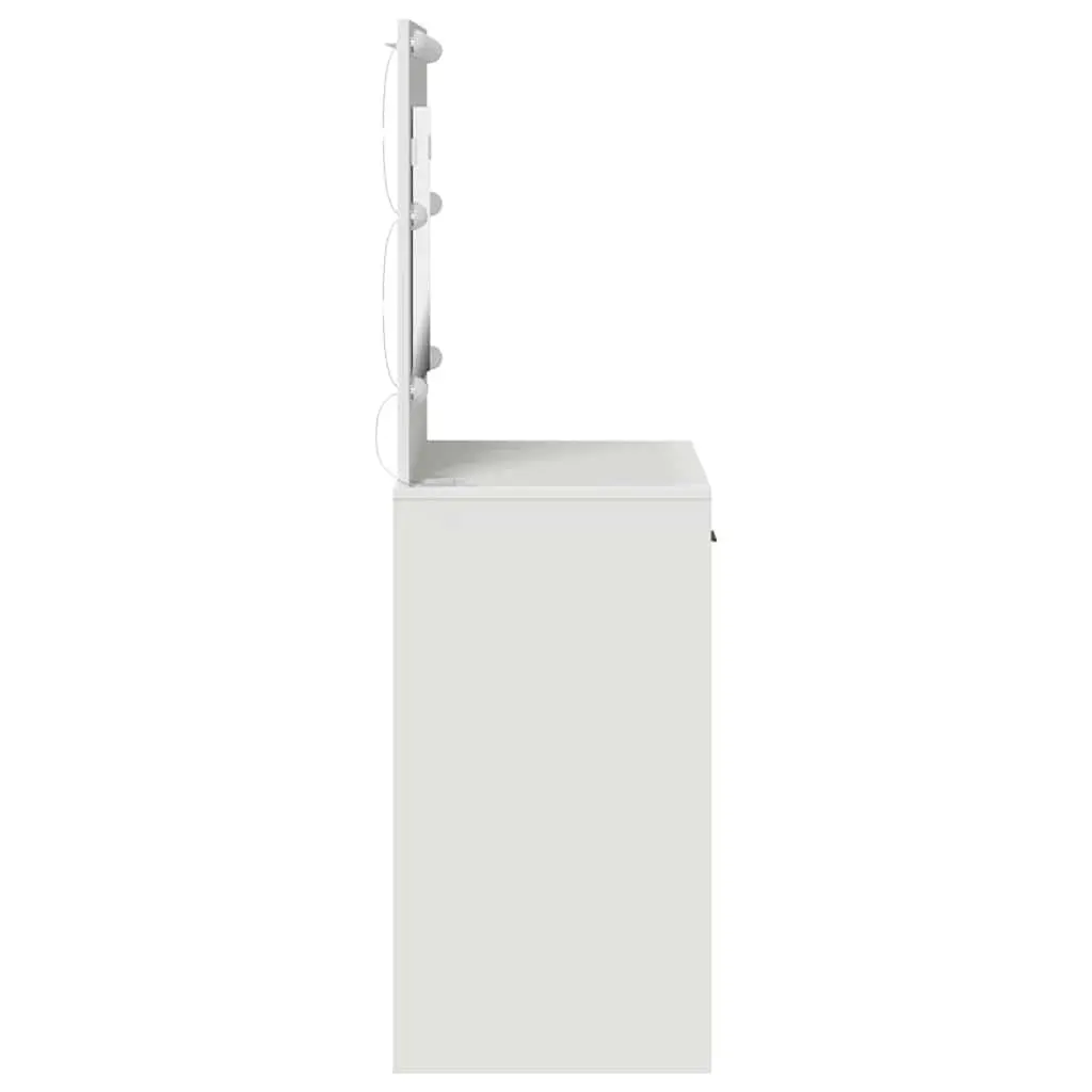 Dressing Table White Modern Vanity with LED Lights and Storage Drawers 78.5x41x135 cm