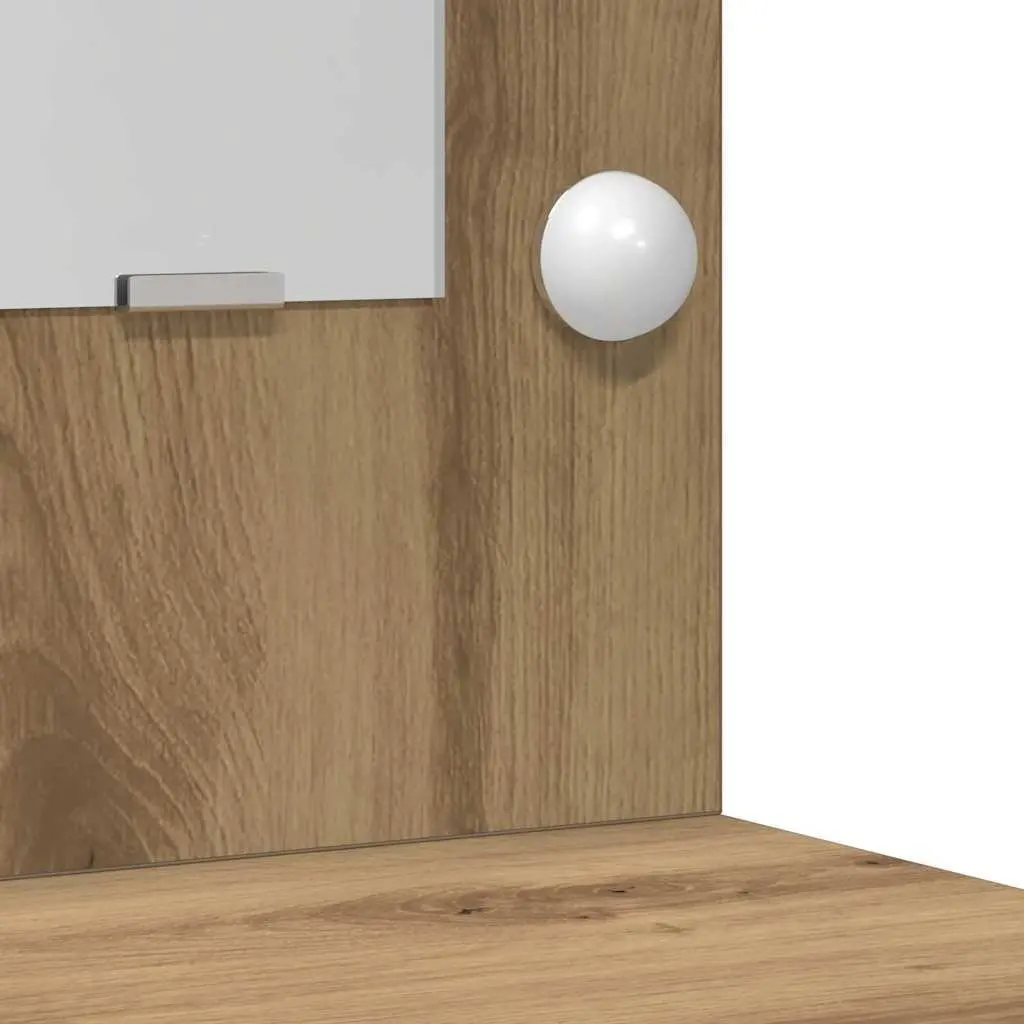 Dressing Table Modern Brown Engineered Wood with LED Lights and Storage Drawers 78.5 x 41 x 135 cm