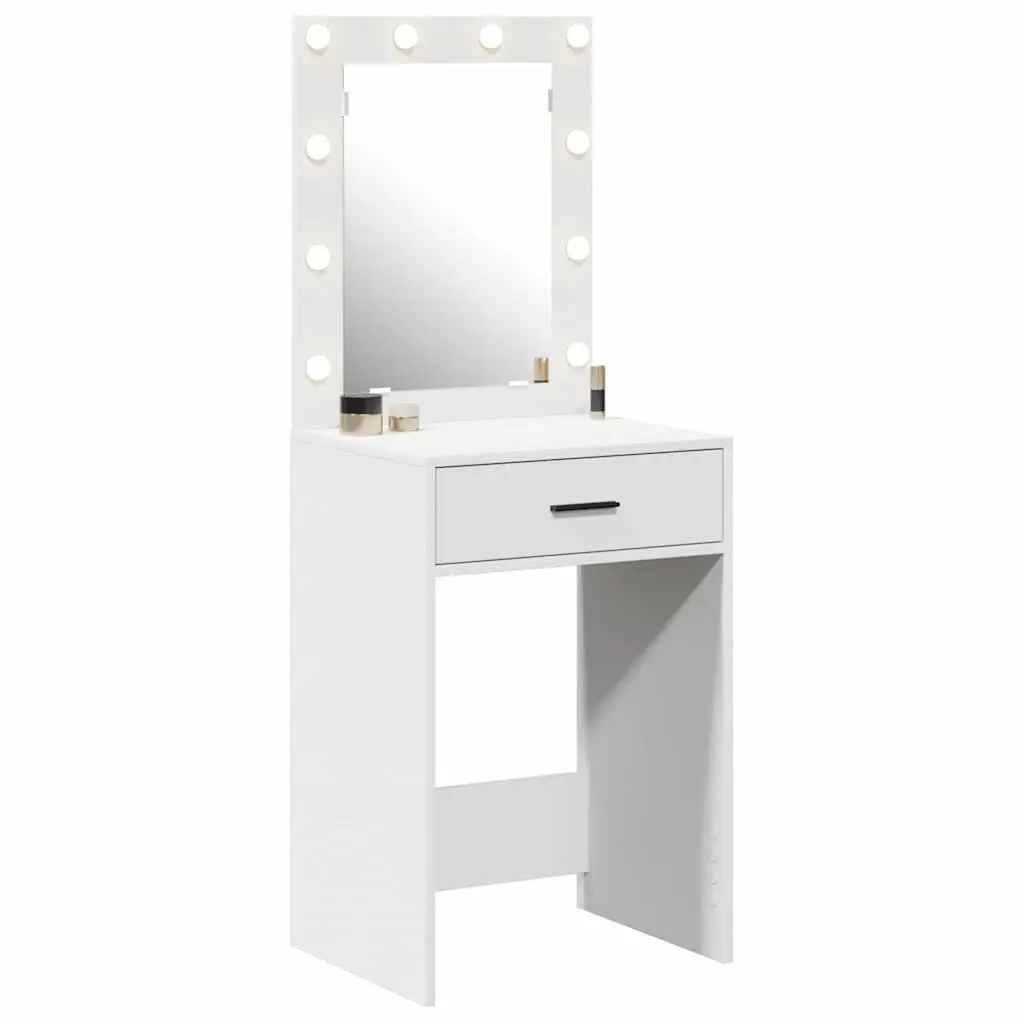 Dressing Table White Bedroom Vanity Unit Mirror Drawers LED Lights Storage