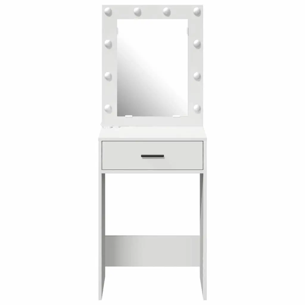 Dressing Table White Bedroom Vanity Unit Mirror Drawers LED Lights Storage