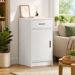 White Sideboard with Drawer Modern Storage Cabinet Living Room Buffet
