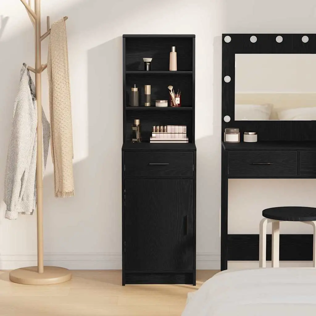 Modern Highboard Storage Cabinet Black Oak Engineered Wood Buffet Sideboard 40cm