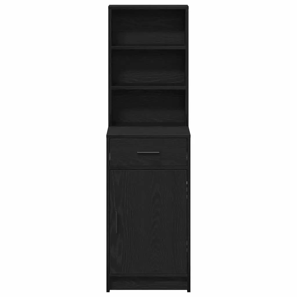 Modern Highboard Storage Cabinet Black Oak Engineered Wood Buffet Sideboard 40cm
