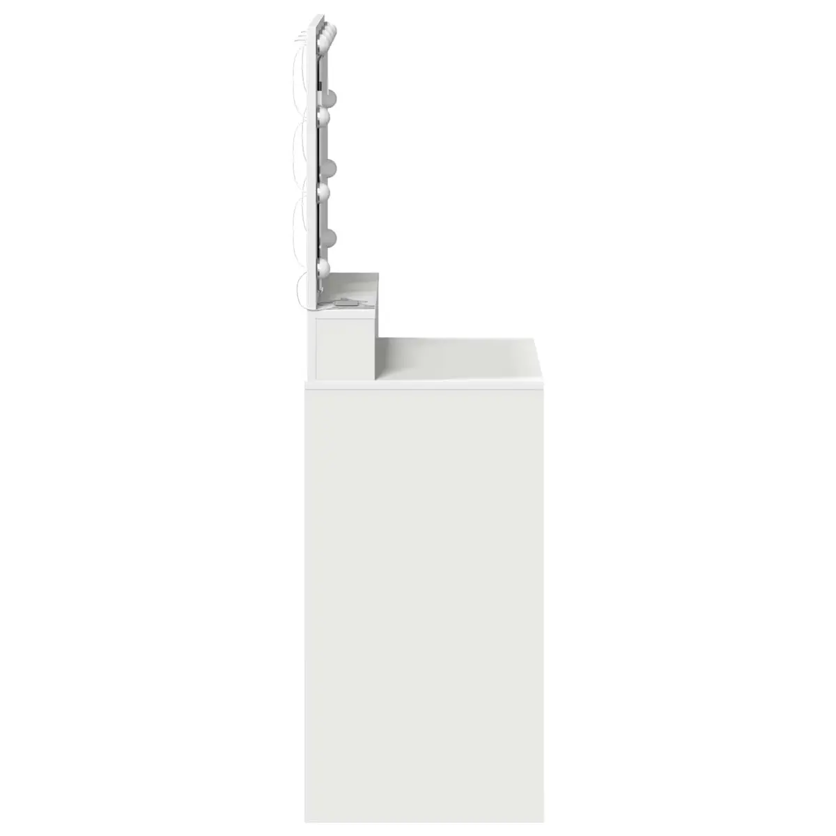 Dressing Table White Modern Vanity with Integrated Mirror and LED Lights Engineered Wood 50x41x135 cm