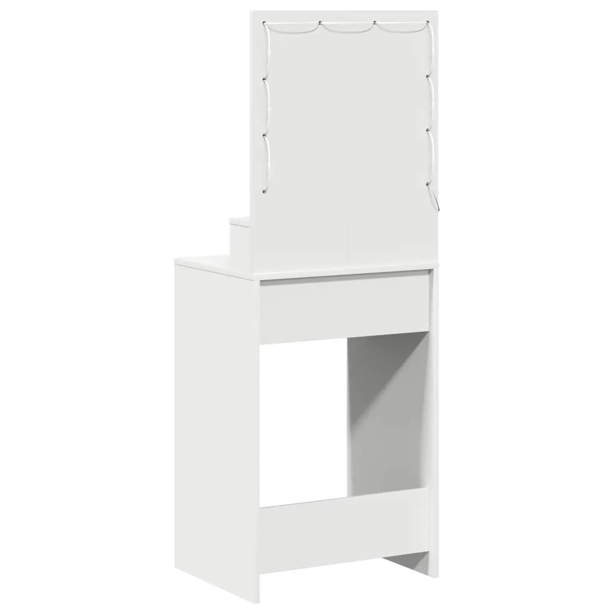 Dressing Table White Modern Vanity with Integrated Mirror and LED Lights Engineered Wood 50x41x135 cm
