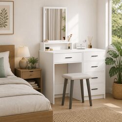 Your Perfect White Dressing Table with Mirror and Drawers