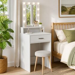 Your New Favorite Dressing Table with LED Mirror and Storage