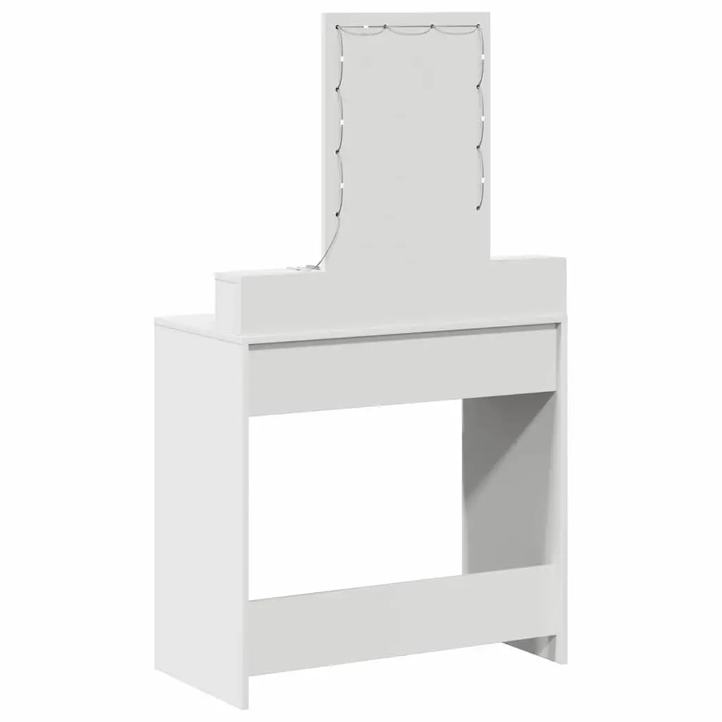 Dressing Table White Modern Vanity Unit with LED Mirror and Drawers 79 x 41 x 140 cm