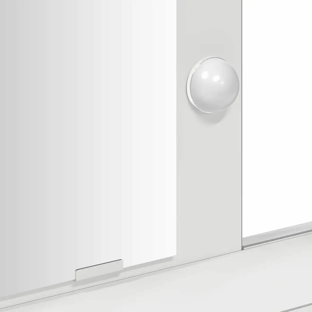 Dressing Table Modern White with LED Mirror Lights and Drawers 100 x 41 x 140 cm