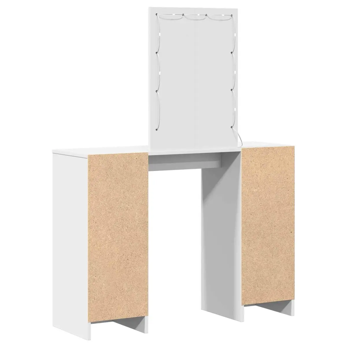 Dressing Table White Modern 102cm with Mirror Drawers Storage USB Powered LED Lights