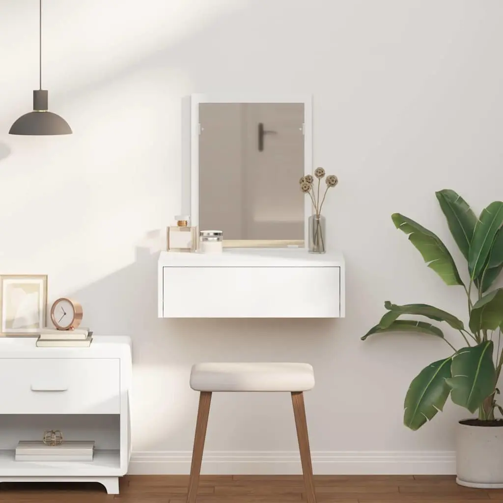 White Dressing Table Bedroom Vanity Unit Modern Design Engineered Wood Storage