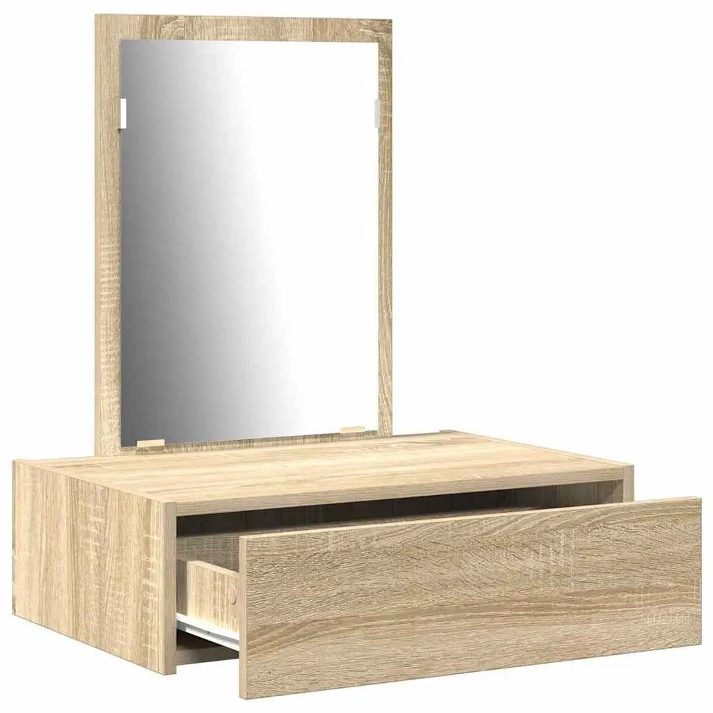 Dressing Table Bedroom Vanity Unit Brown Engineered Wood Mirror Drawers Storage