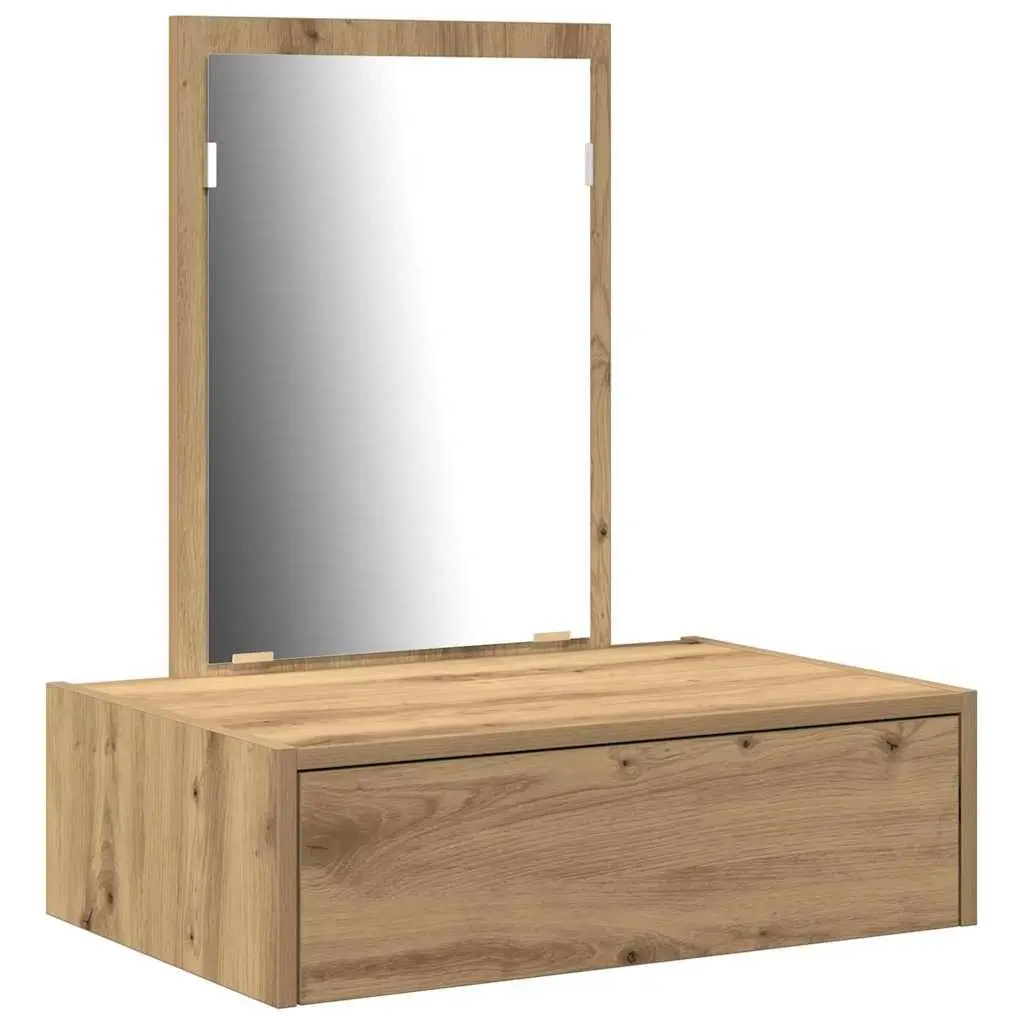 Dressing Table Brown Bedroom Vanity Storage Drawers Mirror Engineered Wood