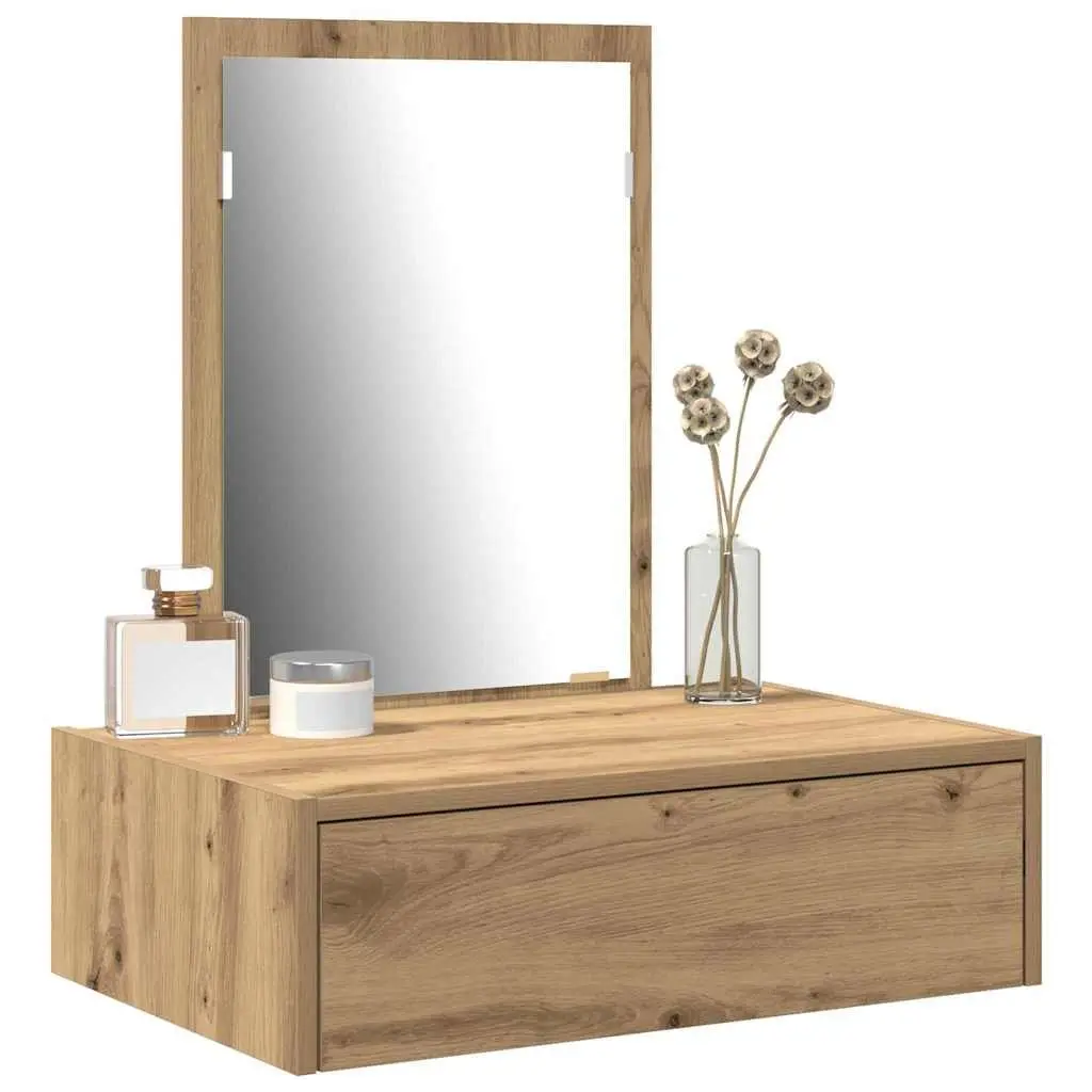 Dressing Table Brown Bedroom Vanity Storage Drawers Mirror Engineered Wood