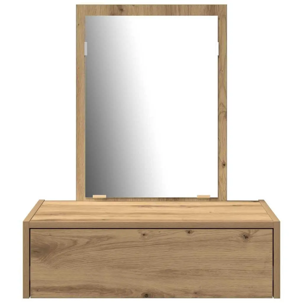 Dressing Table Brown Bedroom Vanity Storage Drawers Mirror Engineered Wood