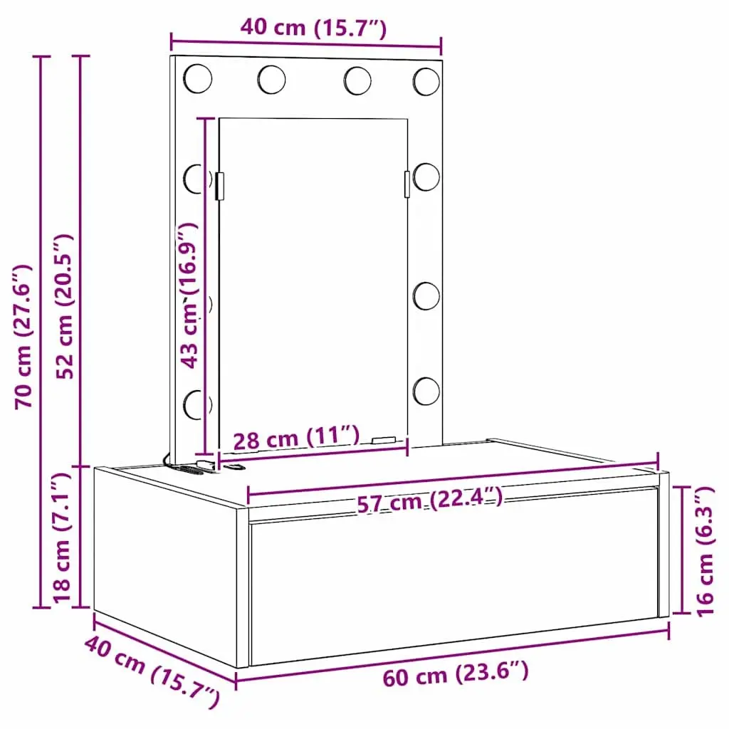 White Dressing Table Bedroom Vanity Unit Modern Design Engineered Wood