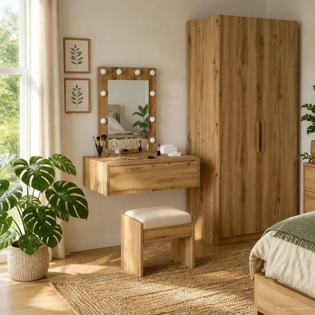 Dressing Table Brown Modern Minimalist Engineered Wood 60 x 40 x 70 cm